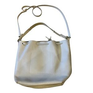Mark & Graham Gray Leather Daily Bucket Tote Drawstring Bag Purse